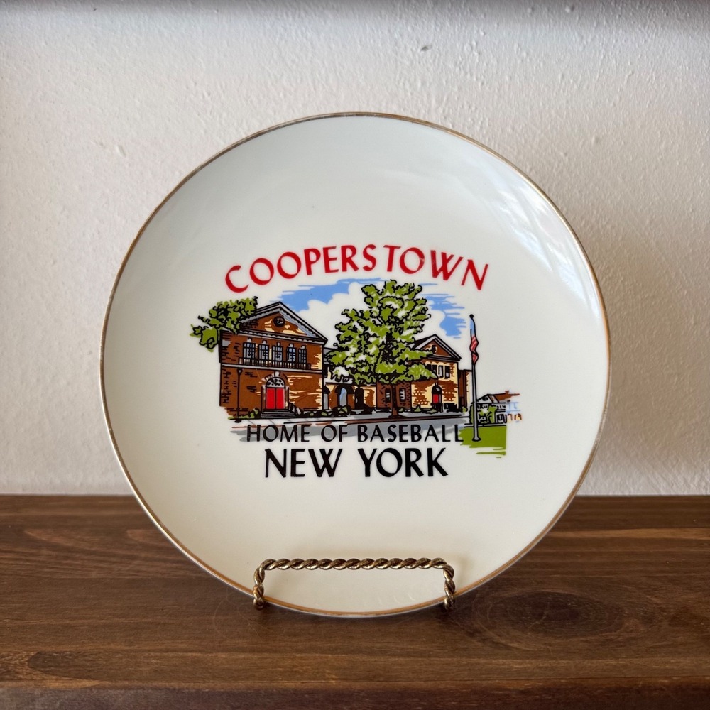 Vintage Cooperstown New‎ York Souvenir Decorative Plate Home Of Baseball